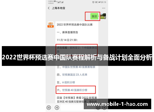 2022世界杯预选赛中国队赛程解析与备战计划全面分析