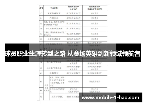 球员职业生涯转型之路 从赛场英雄到新领域领航者