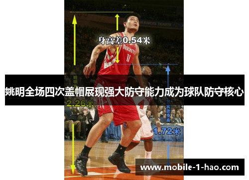 姚明全场四次盖帽展现强大防守能力成为球队防守核心
