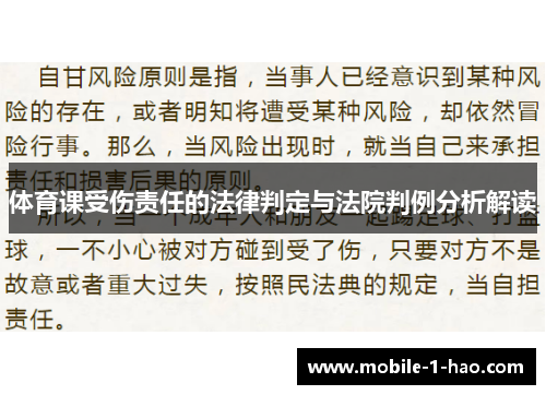体育课受伤责任的法律判定与法院判例分析解读